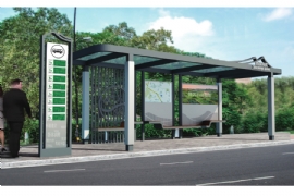 低碳、環保”的（de）理念與公交候（hòu）車亭的設計相結合